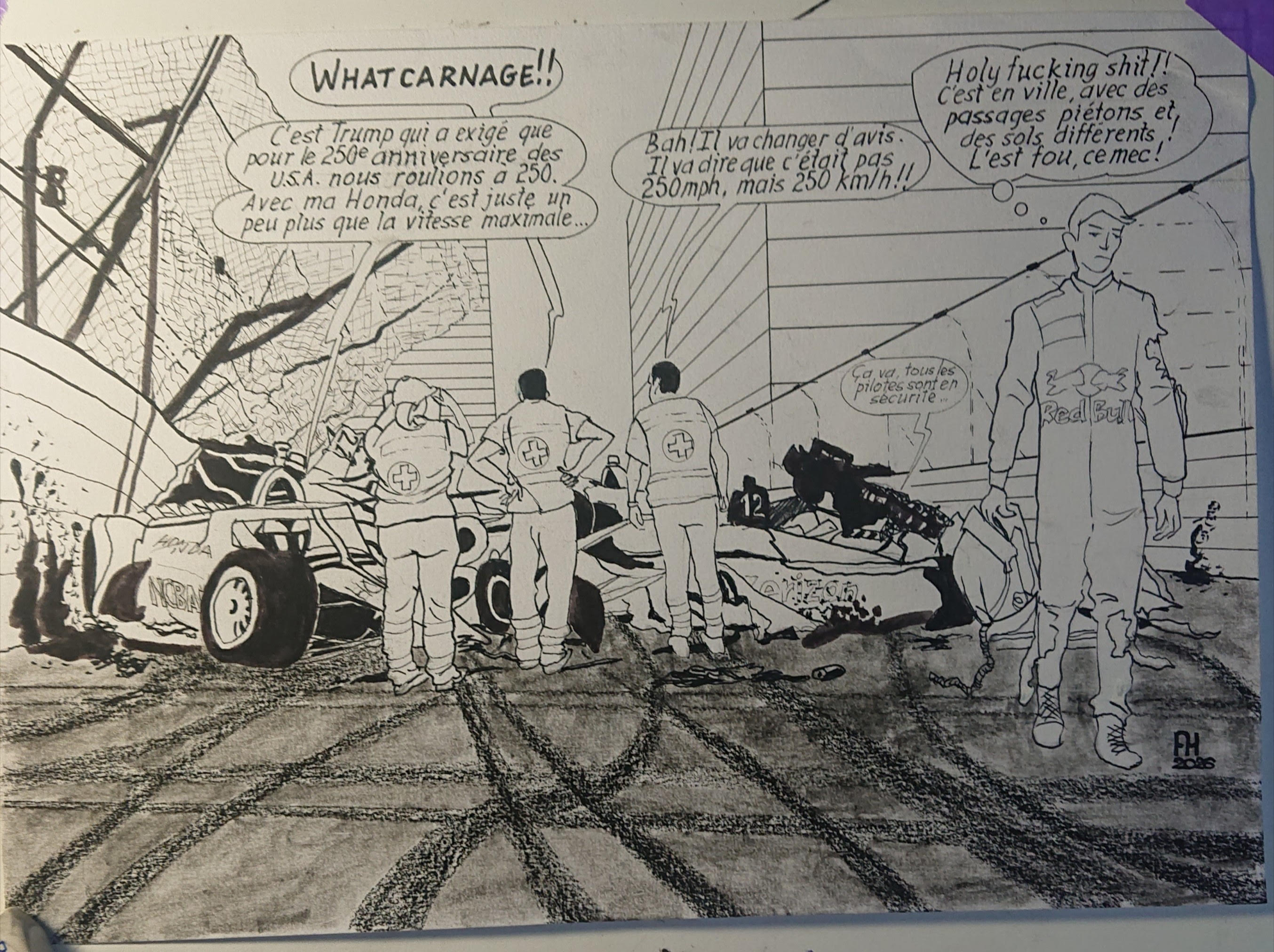 Dessin de presse consacré à l'IndyCar